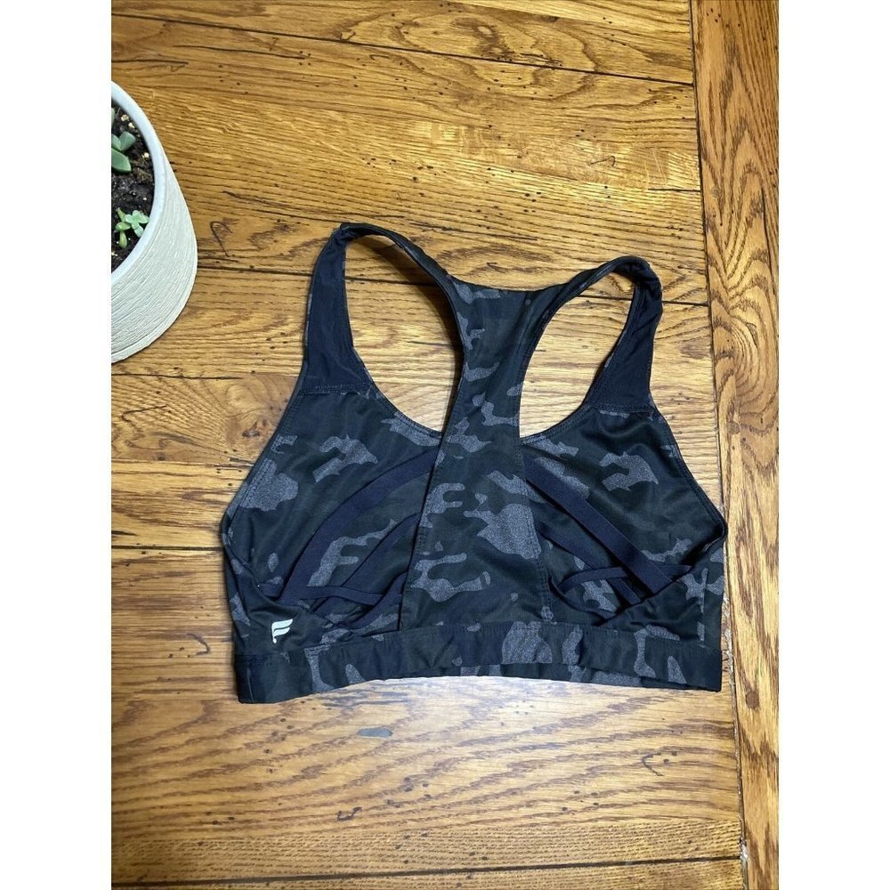 𝅺fabletics womens kessler medium impact sports camouflaged bra  M Q14